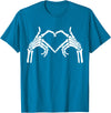 Skeleton Hand Halloween Trendy Novelty Graphic Art Skeleton Hands Heart Sign Halloween Tops T-Shirt - Sapphire Blue