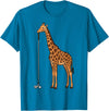 Golf Golfing Golfer Giraffe Animal Safari Giraffe Golf T-Shirt - Sapphire Blue