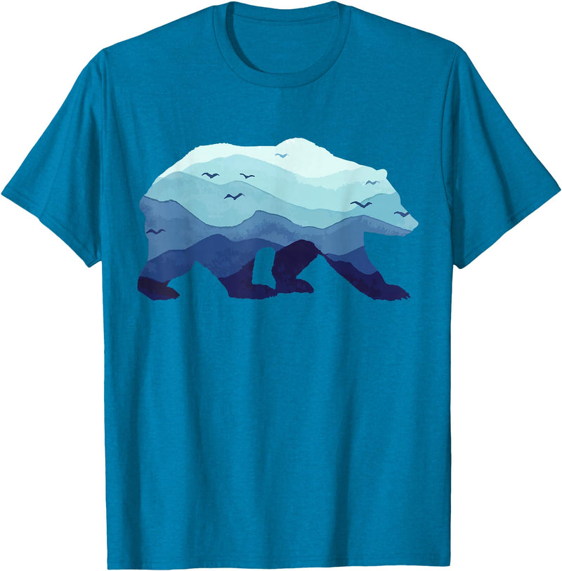 Grizzly Bear Mountains - Gifts & Apparel Co. Bear Nature Mountains Grizzly Hiking Camping Outdoor Gift T-Shirt - Sapphire Blue
