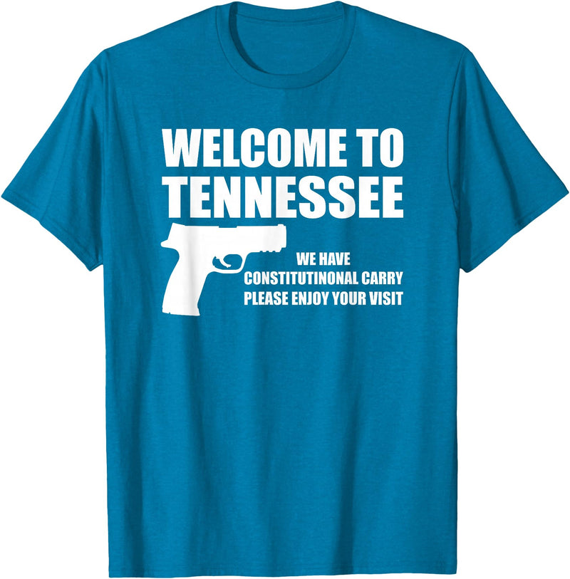 Welcome To Tennessee Bear Arms Gifts Welcome To Tennessee Pro Gun T-Shirt - Sapphire Blue