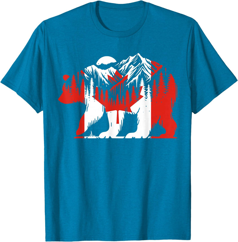 Polar Bear Canadian Flag Canada Day Maple Leaf Polar Bear Animal Canadian Flag Maple Leaf Nature Canada Day T-Shirt - Sapphire Blue
