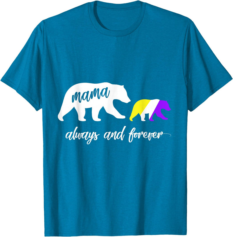 Nonbinary & Genderqueer Mama Bear T-Shirt Cute Nonbinary Mama Bear T-Shirt - Sapphire Blue