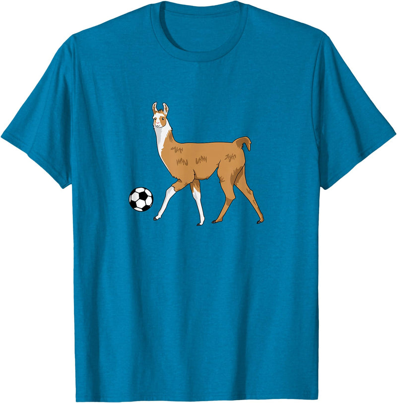 Cute Soccer Llama Tees Soccer Llama Futbol Llama T-Shirt - Sapphire Blue