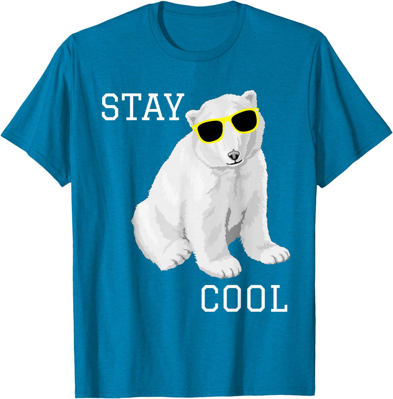 Cool bleiben Eisbär Stay Cool Cute Baby Polar Bear Cub with Sunglasses T-Shirt - Sapphire Blue