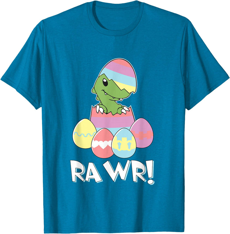 Easter Egg Hunter Dinosaur Dino Easter T-Rex Rabbit Bunny T-Shirt in Sapphire Blue