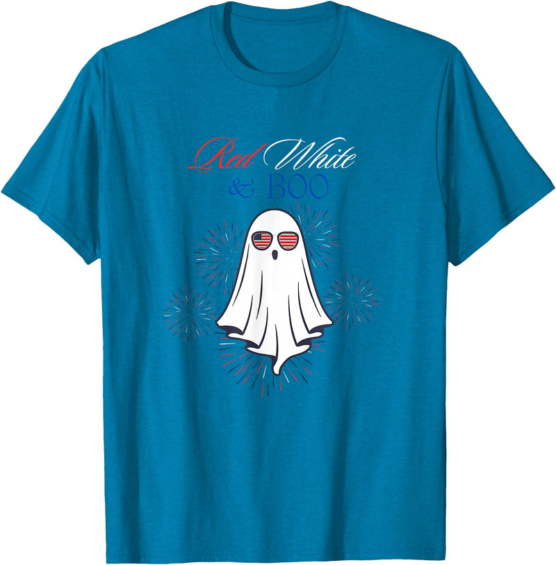 Red White Boo Red White And Boo Ghost 4th Of July Independence Day Top T-Shirt - Sapphire Blue