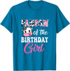 Vintage Retro Birthday Pawpaw Of The Birthday Girl Farm Cow 1St Birthday Girl T-Shirt - Sapphire Blue
