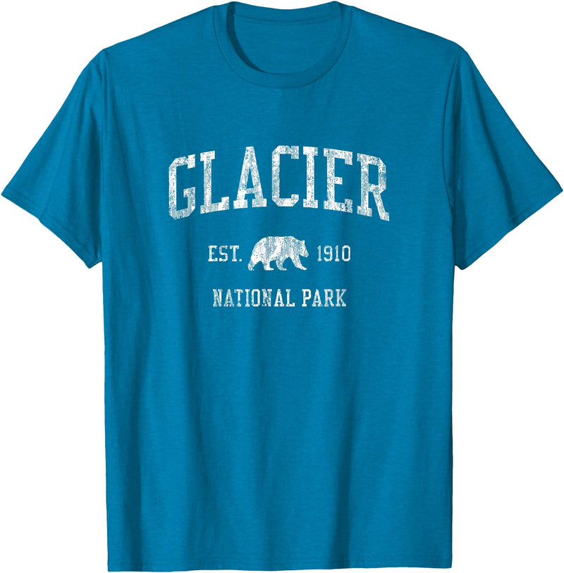 Jim Shorts Glacier National Park T-Shirt Vintage Sports Design Tee T-Shirt - Sapphire Blue