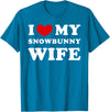 I Love My Snowbunny Wife, Snow Rabbit Woman T-Shirt in Sapphire Blue