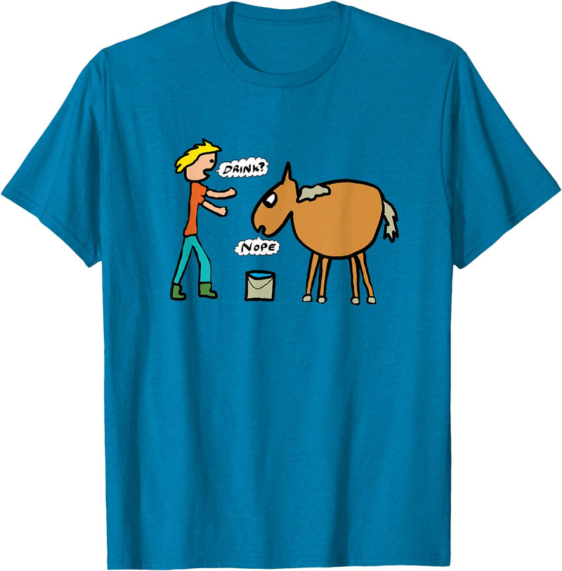 Mark Ewbie Designs Funny Lead A Horse To Water Proverb T-Shirt - Sapphire Blue