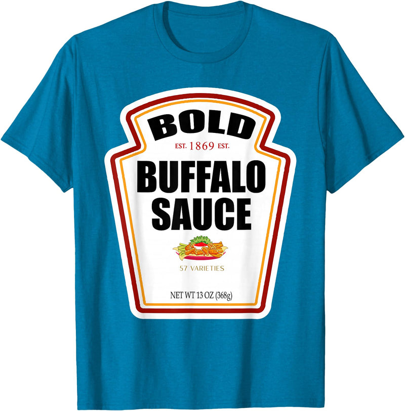 Funny Bottle Label Halloween 2024 Condiment Outfit Bold Buffalo Sauce Bottle Label Funny Halloween Costume T-Shirt -