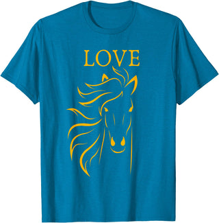 I Love Horses Shirts and Gifts Women and Girls Stylish Love Horse Head T-Shirt - Sapphire Blue
