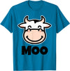 Kids Cow Design MOO Kids Cow Print Design | Cartoon Cow Face Design T-Shirt - Sapphire Blue