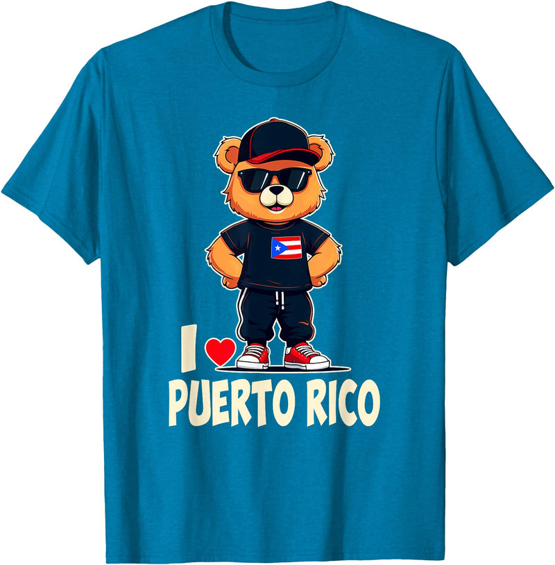 Puerto Rican Teddy Bear Breakdance Rapper Puerto Rican Flag Teddy Bear I Love Puerto Rico T-Shirt - Sapphire Blue