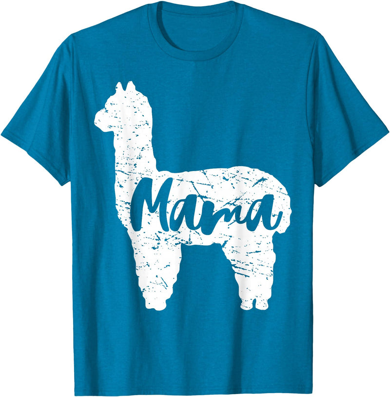 Happy Mothers Day Shirt Cute Gift Ideas Cute Proud Mama Llama Alpaca Happy Mothers Day Gift Shirt T-Shirt - Sapphire Blue