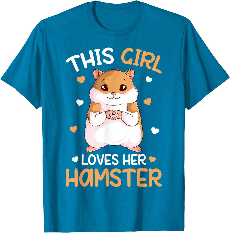 This Girl Loves Her Hamster Hammy Girls Hamster Lover T-Shirt - Sapphire Blue