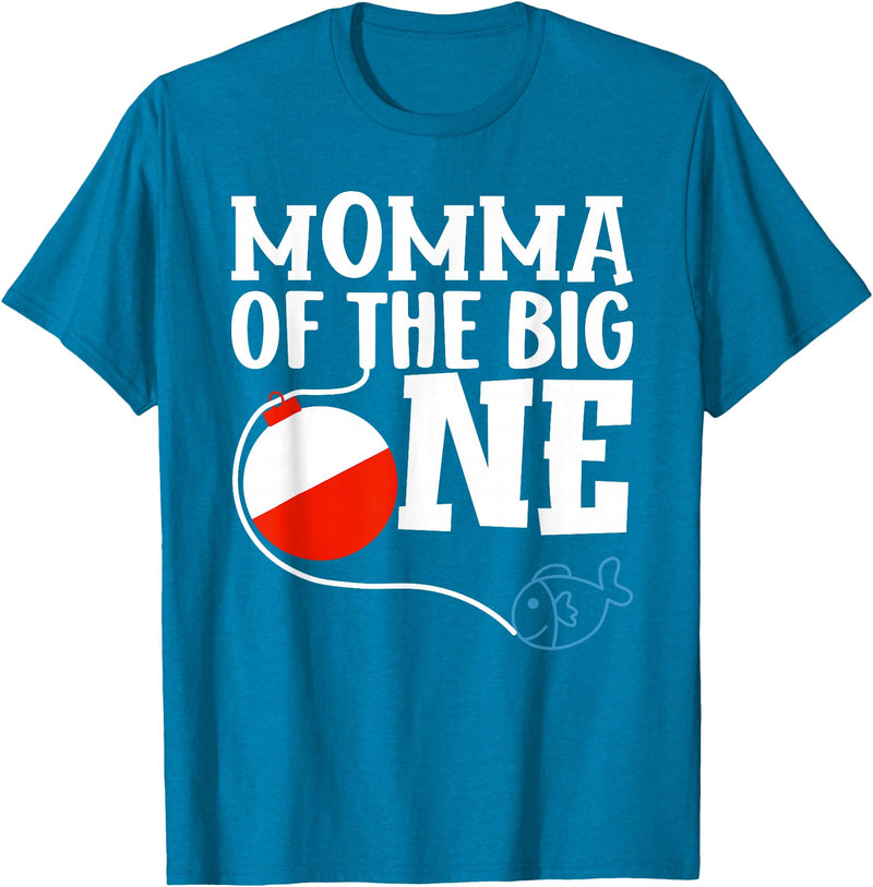 Family Ofishally One Birthday Theme Fishing Momma of The Big One Fishing Boy First Birthday Ofishally T-Shirt - Sapphire Blue