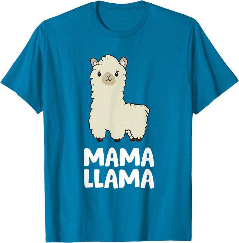 Llama Mama And Llama Papa Gifts Women Llama Mom Mama Llama T-Shirt - Sapphire Blue
