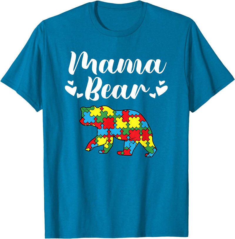 Mama Bear Autism Awareness Mom Puzzle Clothing Co Autism Awareness Mama Bear Proud Autistic Mom T-Shirt - Sapphire Blue