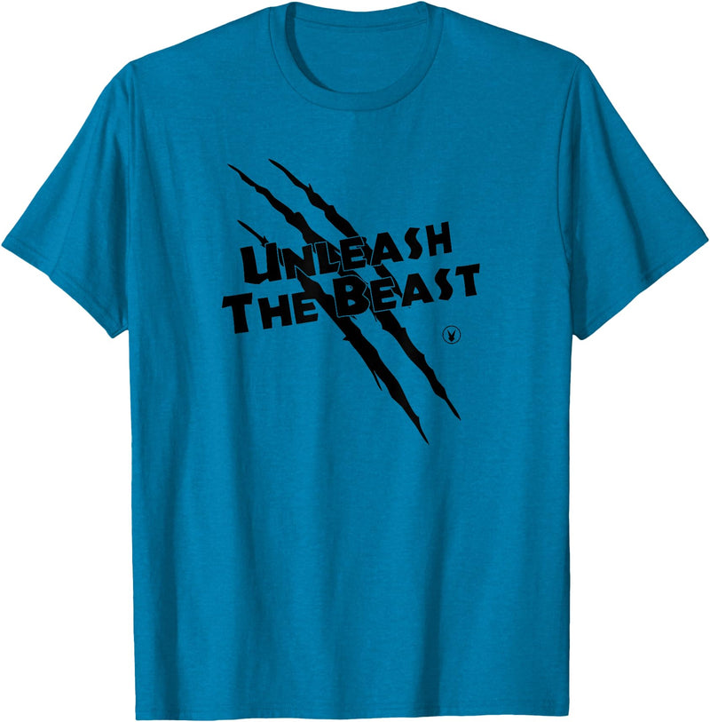 UNLEASH THE BEAST Gym Rabbit Workout Motivation T-Shirt in Sapphire Blue