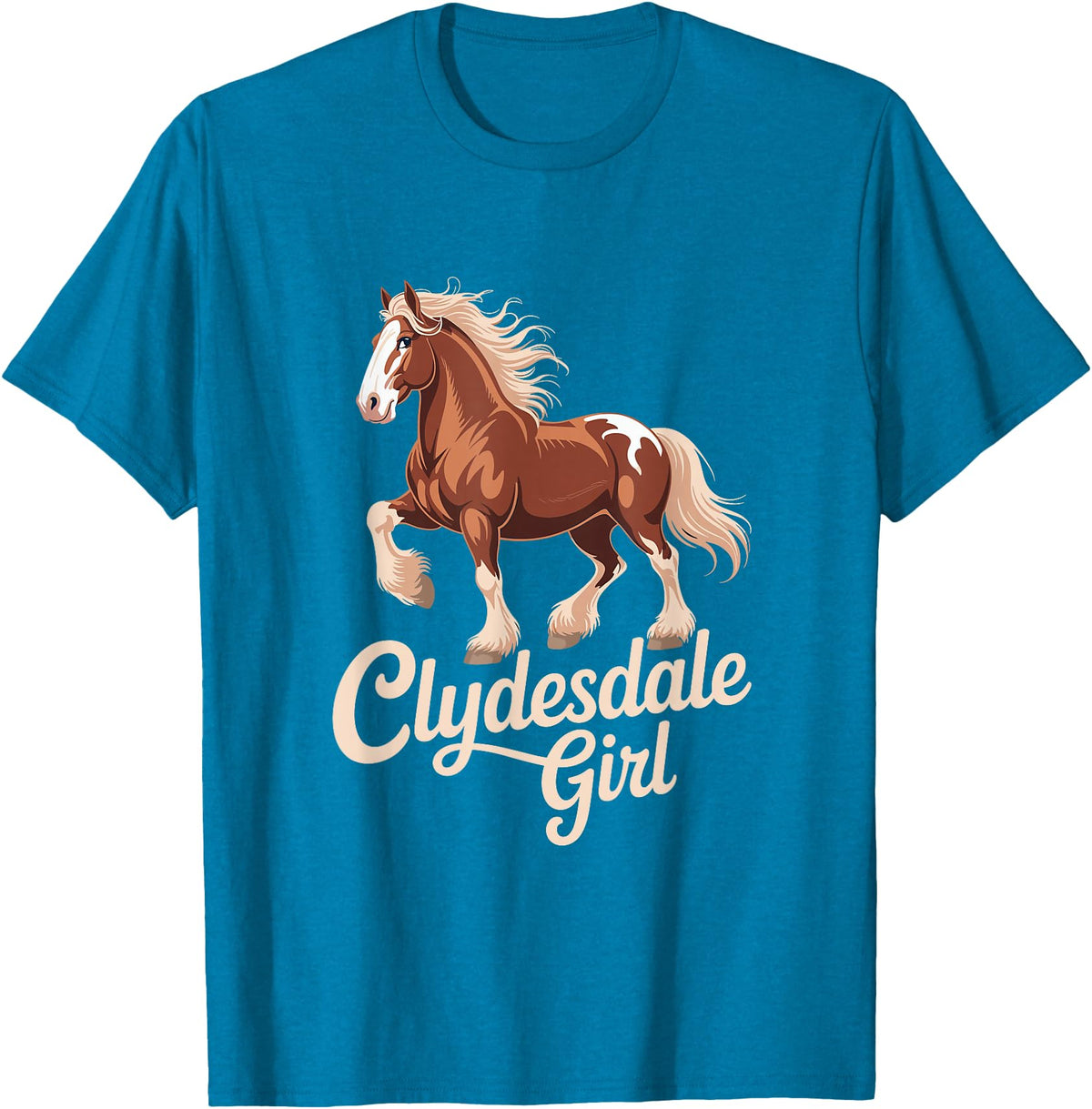 Clydesdale Horse Lovers Club Clydesdale Girl Vintage Horse Equestrian T-Shirt - Sapphire Blue