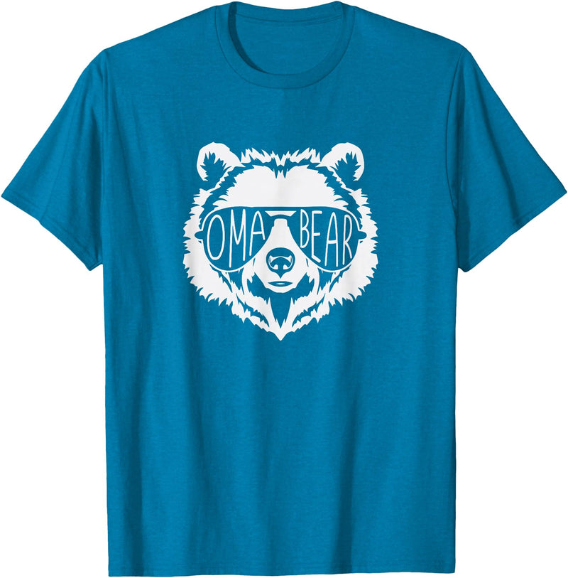 oma Bear Family Apparel Grandma Bear Face with Sunglasses T-Shirt - Sapphire Blue