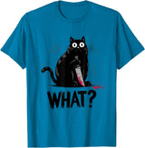 Cat Owners Black Cat What? Black Cat Murderous Cat With Knife Black Cat T-Shirt