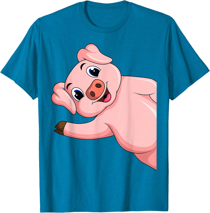 Funny Pig Lover & Owner Gift Ideas Pig Swine Kids Boys Girls Women T-Shirt - Sapphire Blue