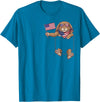 Rabbit Pocket Patriotic American Flag 4th of July USA T-Shirt in Sapphire Blue