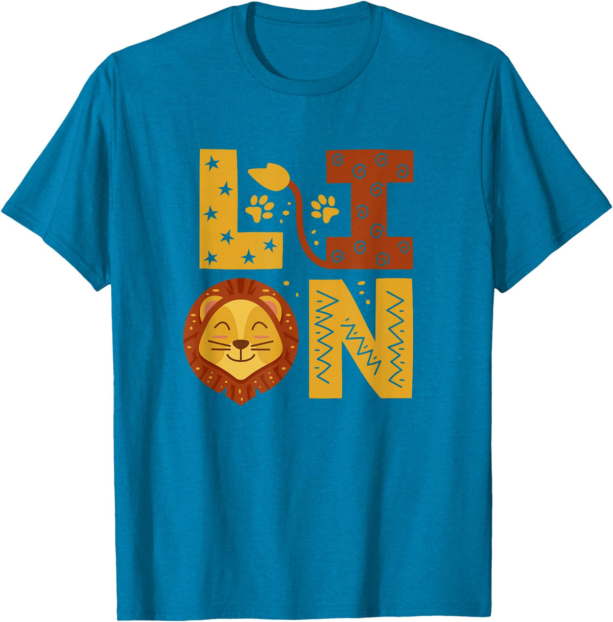 SHIRTSIDE Lion Lion Wild Animal Lover T-Shirt - Sapphire Blue