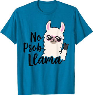 No Prob Llama Drama NO PROB-LLAMA! Funny Llama Alpaca T-Shirt - Sapphire Blue