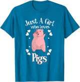 Cool Animal Farmers Year Of Pig Women Girl Designs Funny Just A Girl Who Loves Pigs Gift | Cute Mini Piggy Kids T-Shirt - Sapphire Blue