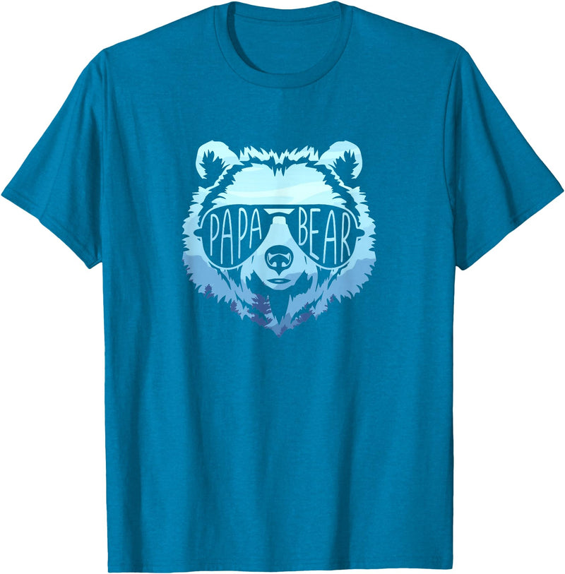 papa Grizzly in sunglasses Papa Bear Vintage Graphic T-Shirt - Sapphire Blue