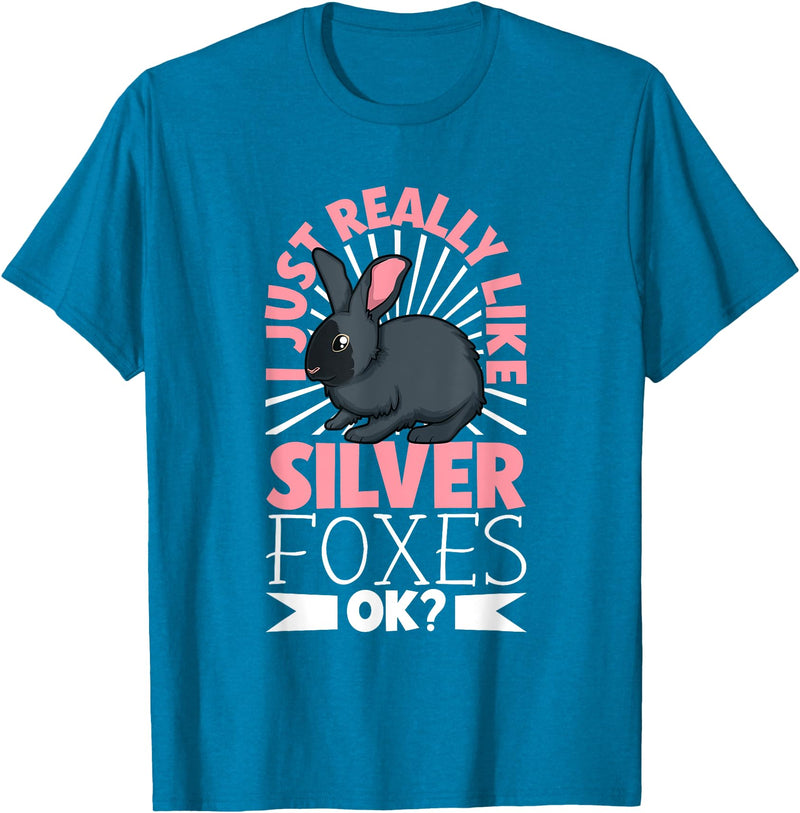 I Just Really Like My Silver Fox Rabbit T-Shirt in Sapphire Blue