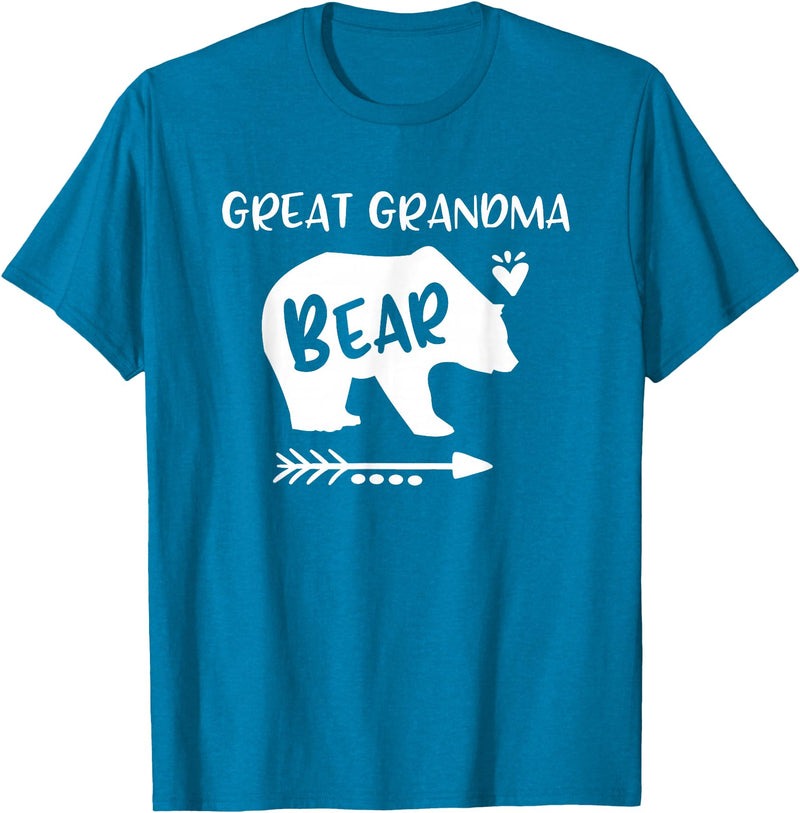 HustlaGirl Great Grandma Bear Shirt Heart & Arrow Great Grandma Gifts T-Shirt - Sapphire Blue