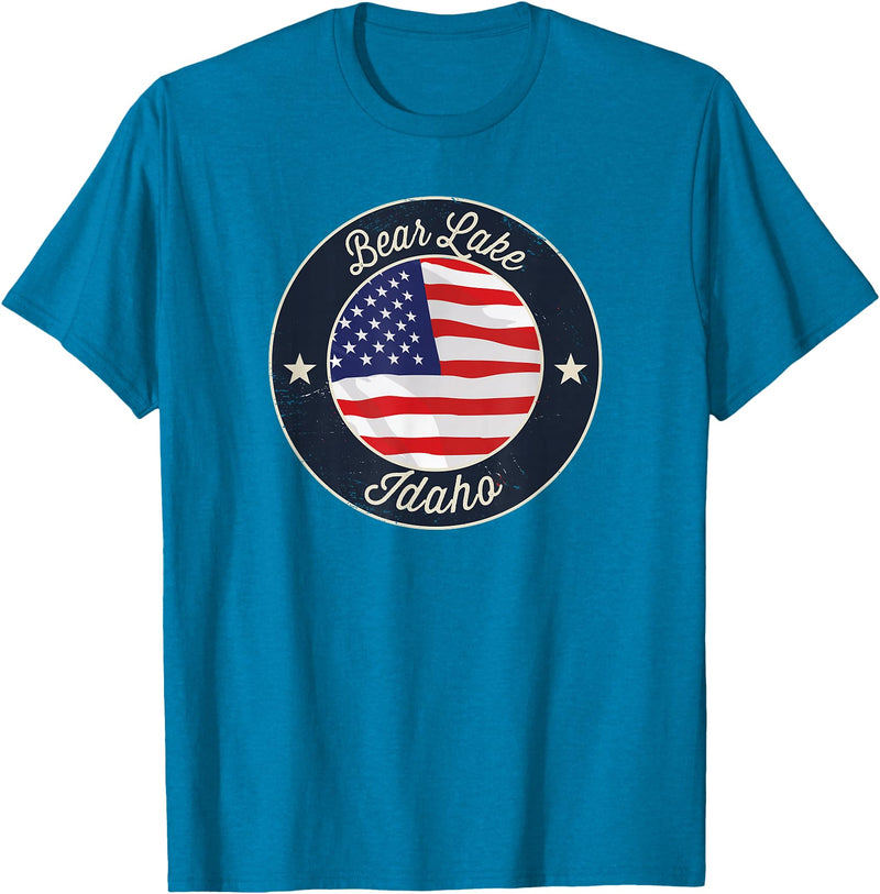 Bear Lake Souvenir Cabin Bear Lake - Patriotic Idaho Souvenir T-Shirt - Sapphire Blue
