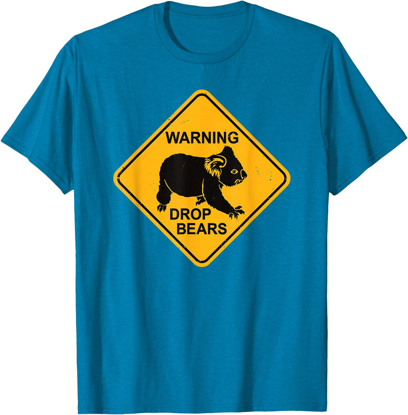 Australia Retro Koala Co. Koala Bear Warning Sign - Drop Bears Funny Koalas Australia T-Shirt - Sapphire Blue