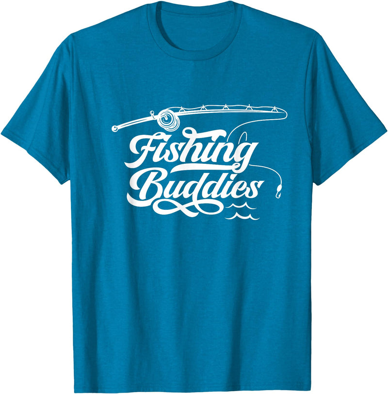 Friends Fish Team Favorite Fishing Buddy Unisex-Adults T-Shirt Black Small Regular Fit Short Sleeve Cotton 60% Polyester 40% Fishing Buddies Fisher Buddy Fisherman T-Shirt - Sapphire Blue