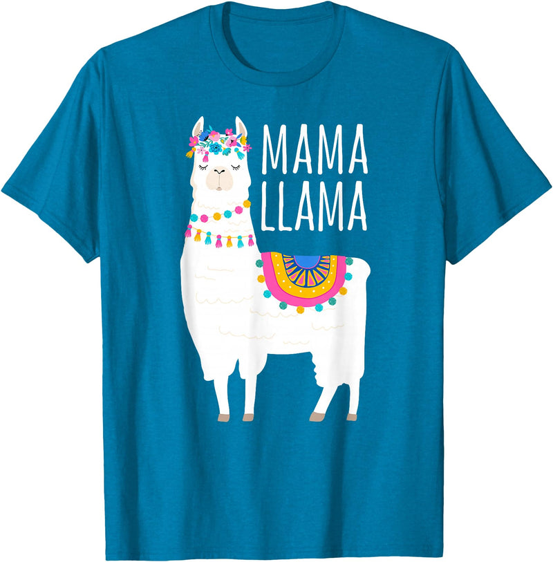 Mama Llama Lover Gifts by Memme Mama Llama Shirt for Women T-Shirt - Sapphire Blue