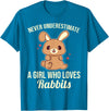 Never Underestimate a Girl Who Loves Rabbits T-Shirt in Sapphire Blue