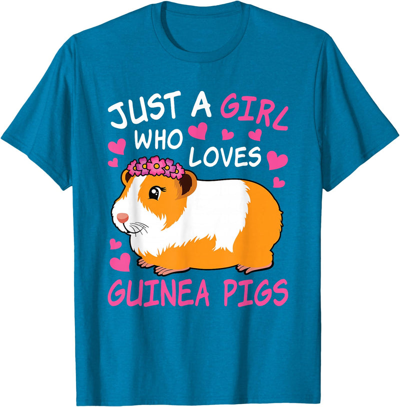 EDILILU Just A Girl Who Loves Guinea Pigs Cute Guinea Pig Lover T-Shirt - Sapphire Blue