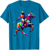 Horseback Riding Gift For An Equestrian Pop Art Polo Horseback Riding Horses Equestrian Horse T-Shirt - Sapphire Blue