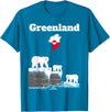 Greenland Polar bears lover trip souvenir Greenland Polar Bears Sea cliffs Greenland flag map souvenir T-Shirt - Sapphire Blue