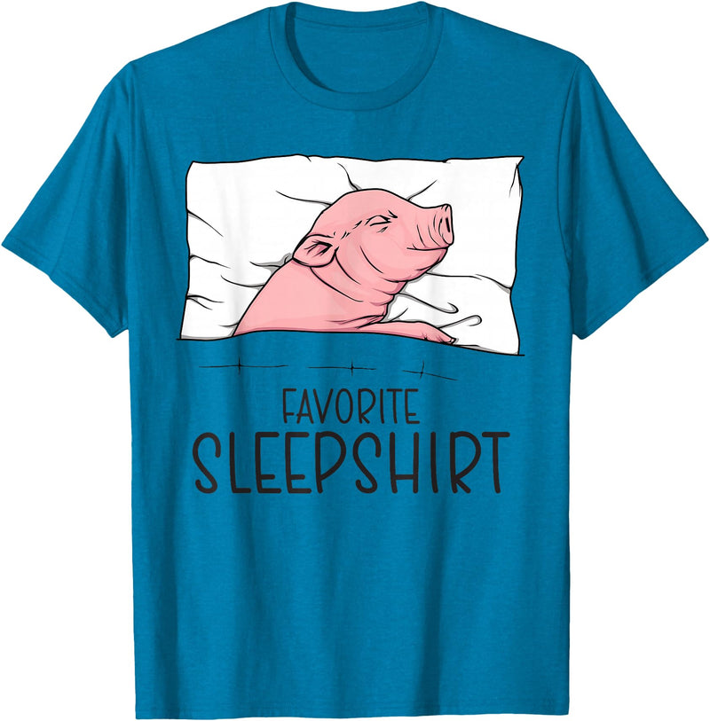 Sleeping & Napping Shirt Gifts For Nap Lovers Favorite Sleepshirt, Napping Pig, Piglet & Piggy Pajama T-Shirt - Sapphire Blue