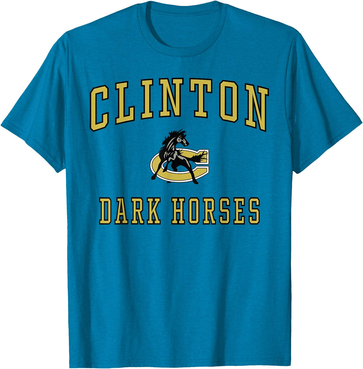 Official High School Fan Gear Clinton High School Dark Horses T-Shirt - Sapphire Blue