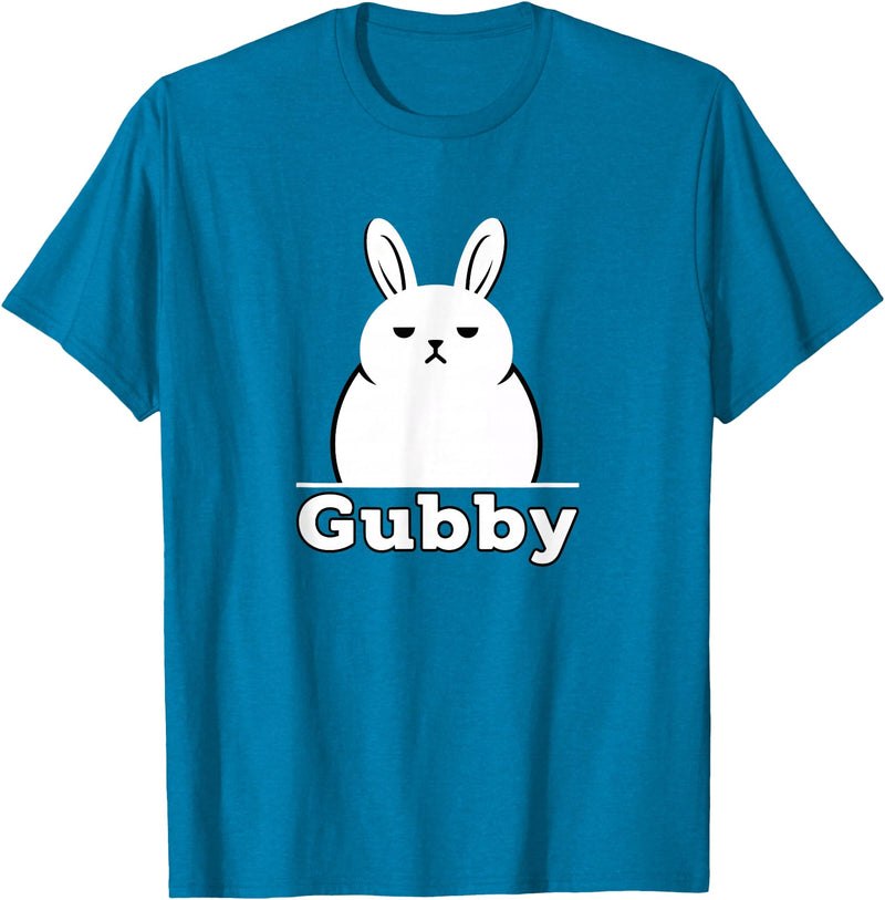 Gubby Rabbit Anime Funny Character Cute Grumpy Bunny T-Shirt in Sapphire Blue