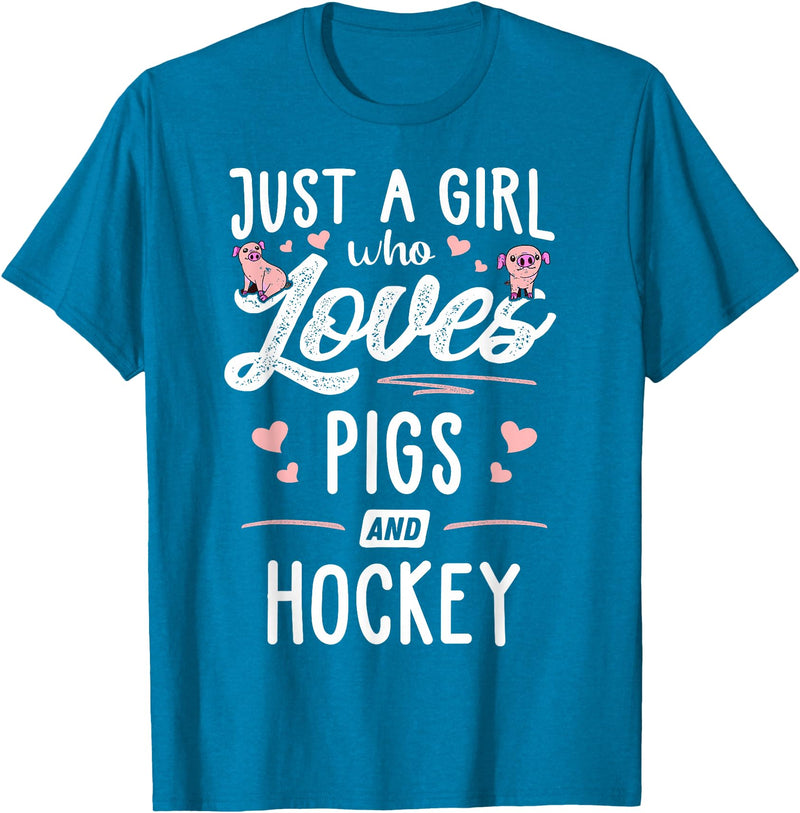 Pigs Memme Just A Girl Who Loves Pigs And Hockey Gift Women T-Shirt - Sapphire Blue