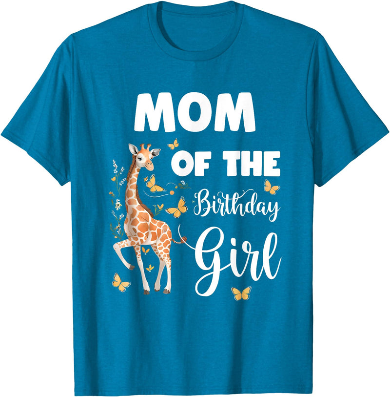 Giraffe Birthday Party by LazyPanda Giraffe Mom of the Birthday Girl Matching Family T-Shirt - Sapphire Blue