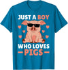 Funny Pig Clothes & Outfits For Men, Boys Or Kids Just A Boy Who Loves Pigs Men Pig Lovers Pig Stuff Farmer T-Shirt - Sapphire Blue