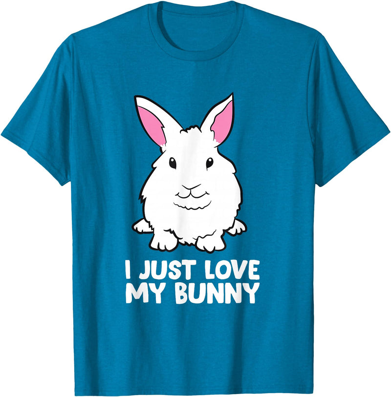 I Just Love My Bunny Cute Bunny Rabbit Pet T-Shirt in Sapphire Blue